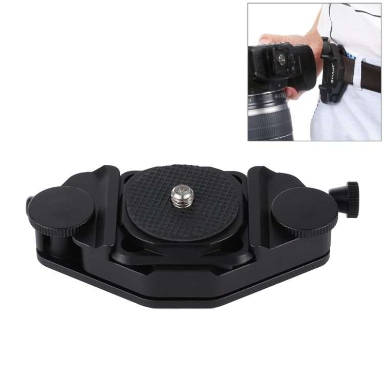 PULUZ Capture Camera Clip CNC Aluminum Alloy Quick Release Clip with Plate (Black)