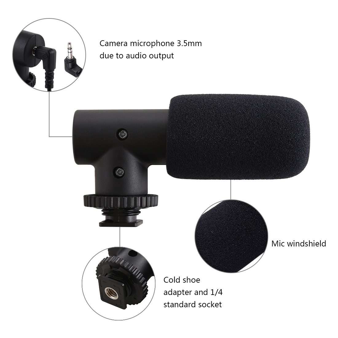 PULUZ 3.5mm Audio Stereo Recording Vlogging Professional Interview Microphone for DSLR & DV Camcor