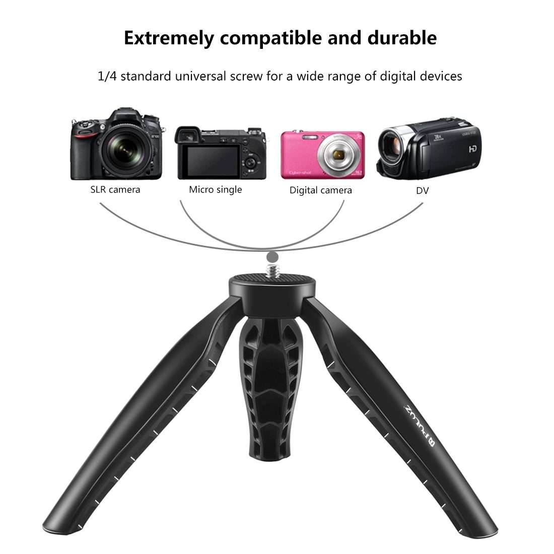 PULUZ Simple Mini ABS Desktop Tripod Mount with 1/4 inch Screw for DSLR & Digital Came ... (Black)