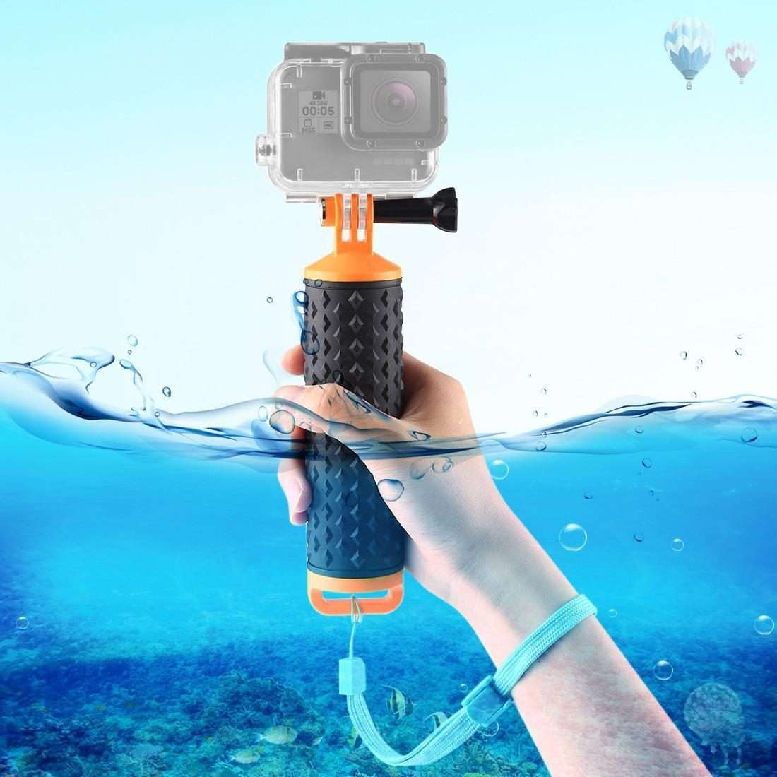 PULUZ Floating Handle Hand Grip Buoyancy Rods with Strap for GoPro HERO10 Black / HER ... (Orange)