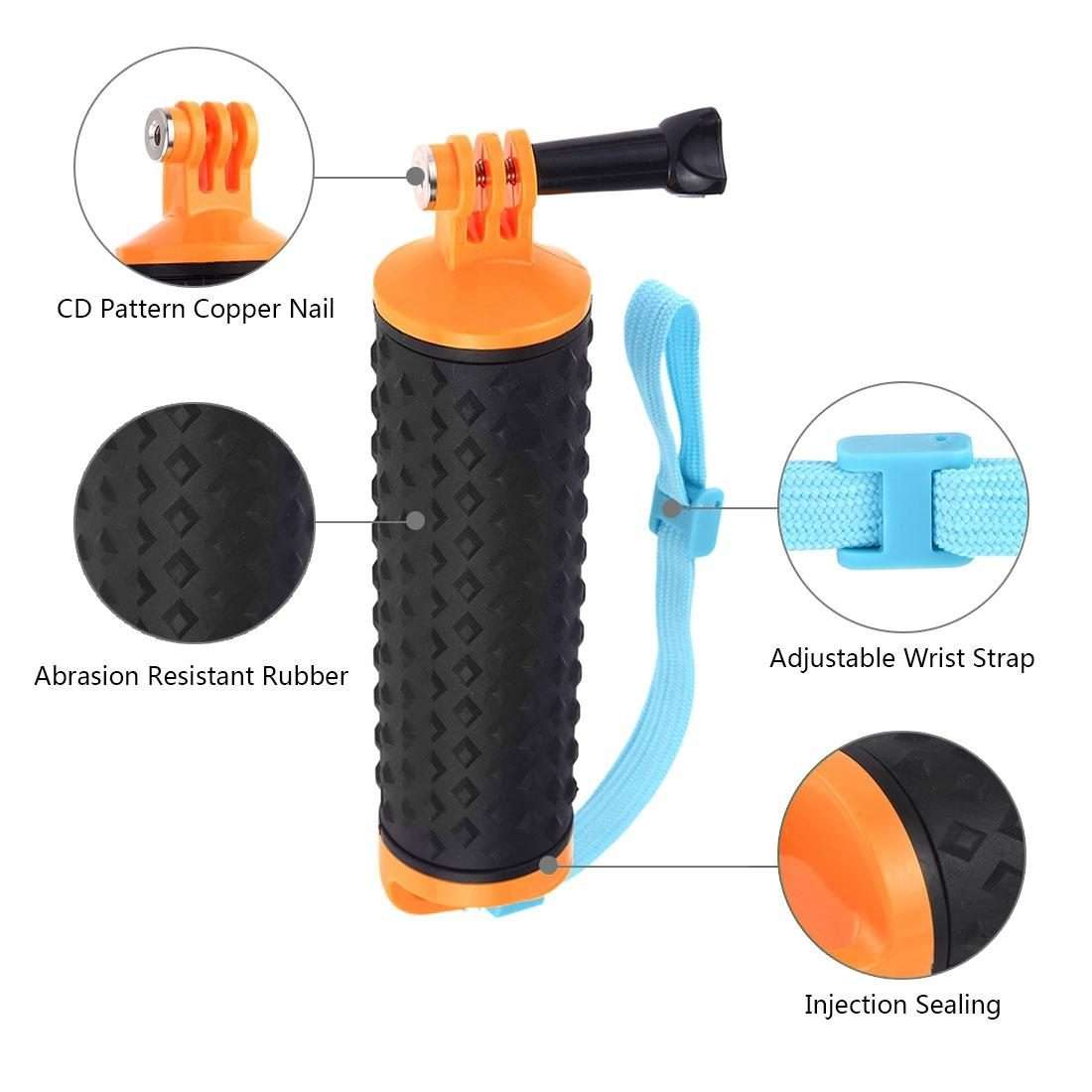 PULUZ Floating Handle Hand Grip Buoyancy Rods with Strap for GoPro HERO10 Black / HER ... (Orange)