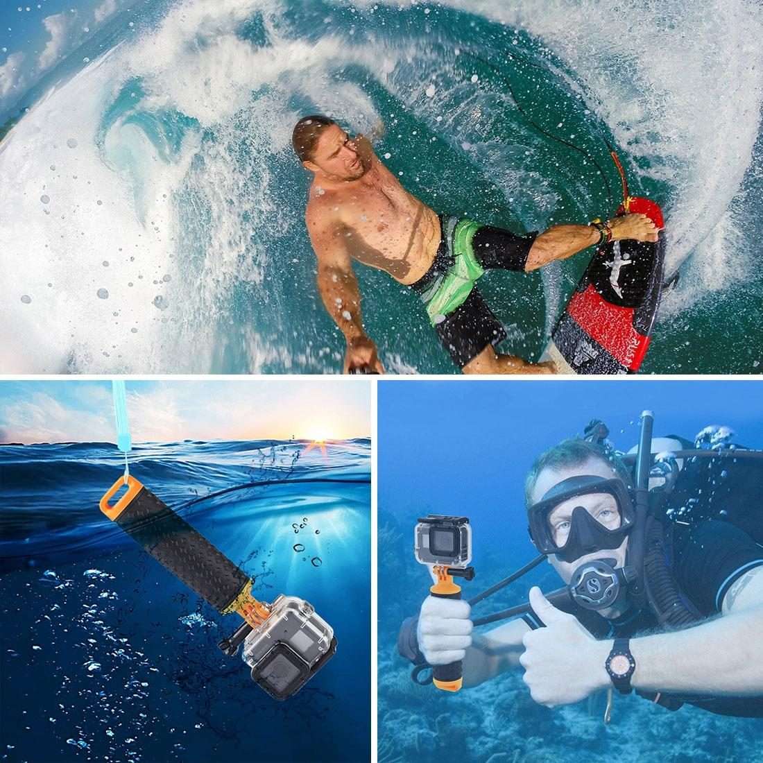 PULUZ Floating Handle Hand Grip Buoyancy Rods with Strap for GoPro HERO10 Black / HER ... (Orange)