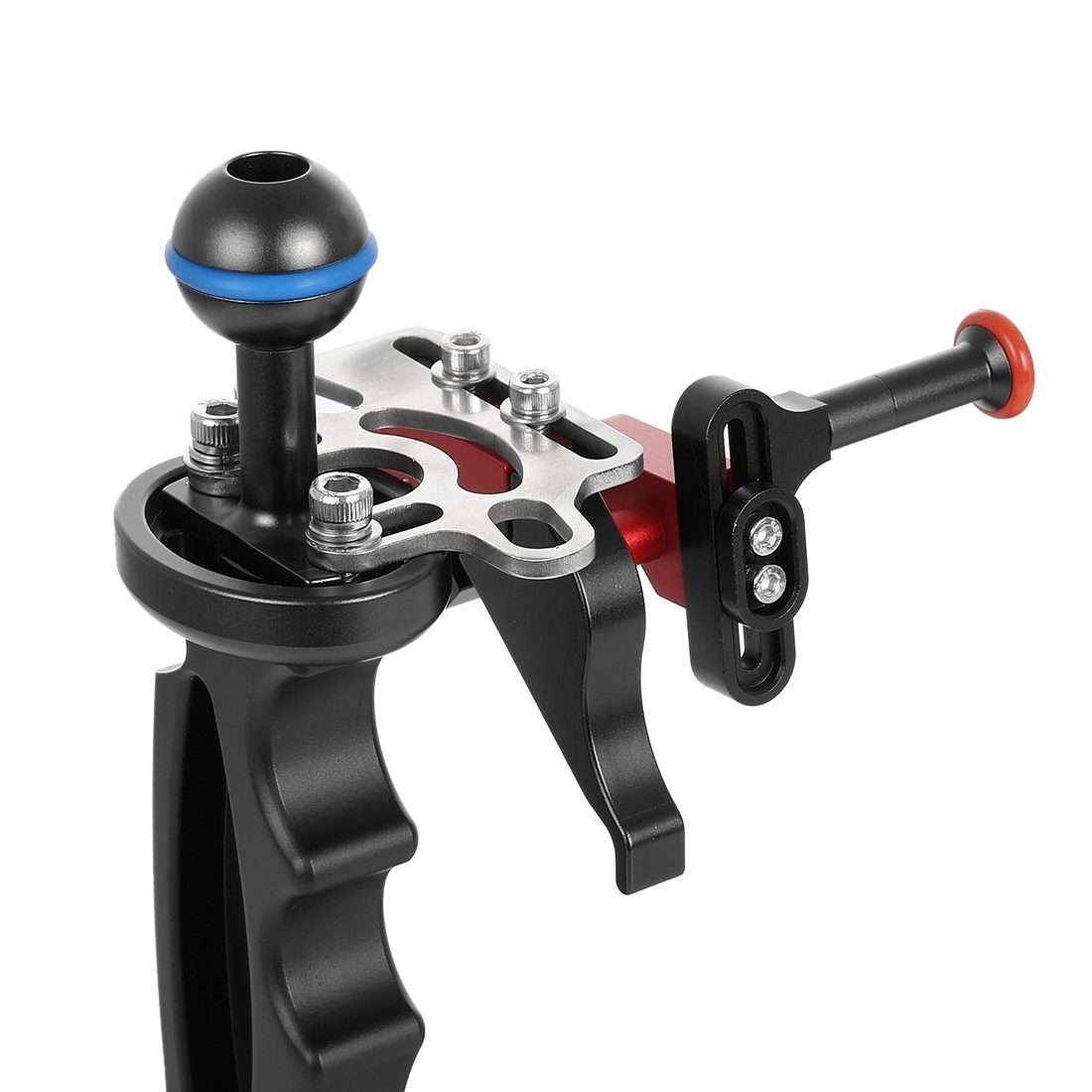 PULUZ Shutter Release Trigger Extension Adapter Lever Mount for Underwater Arm System(Black Red)