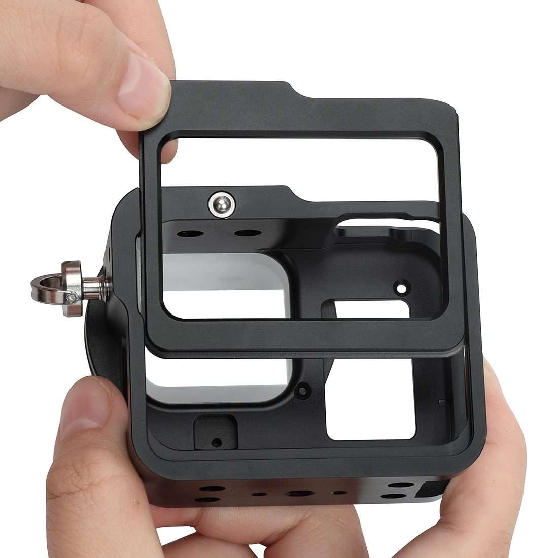 PULUZ Housing Shell CNC Aluminum Alloy Protective Cage with Insurance Frame & 52mm UV ... (Black)