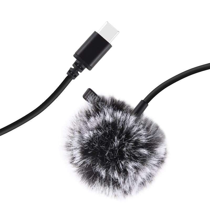 PULUZ 1.5m USB-C / Type-C Jack Lavalier Wired Condenser Recording Microphone