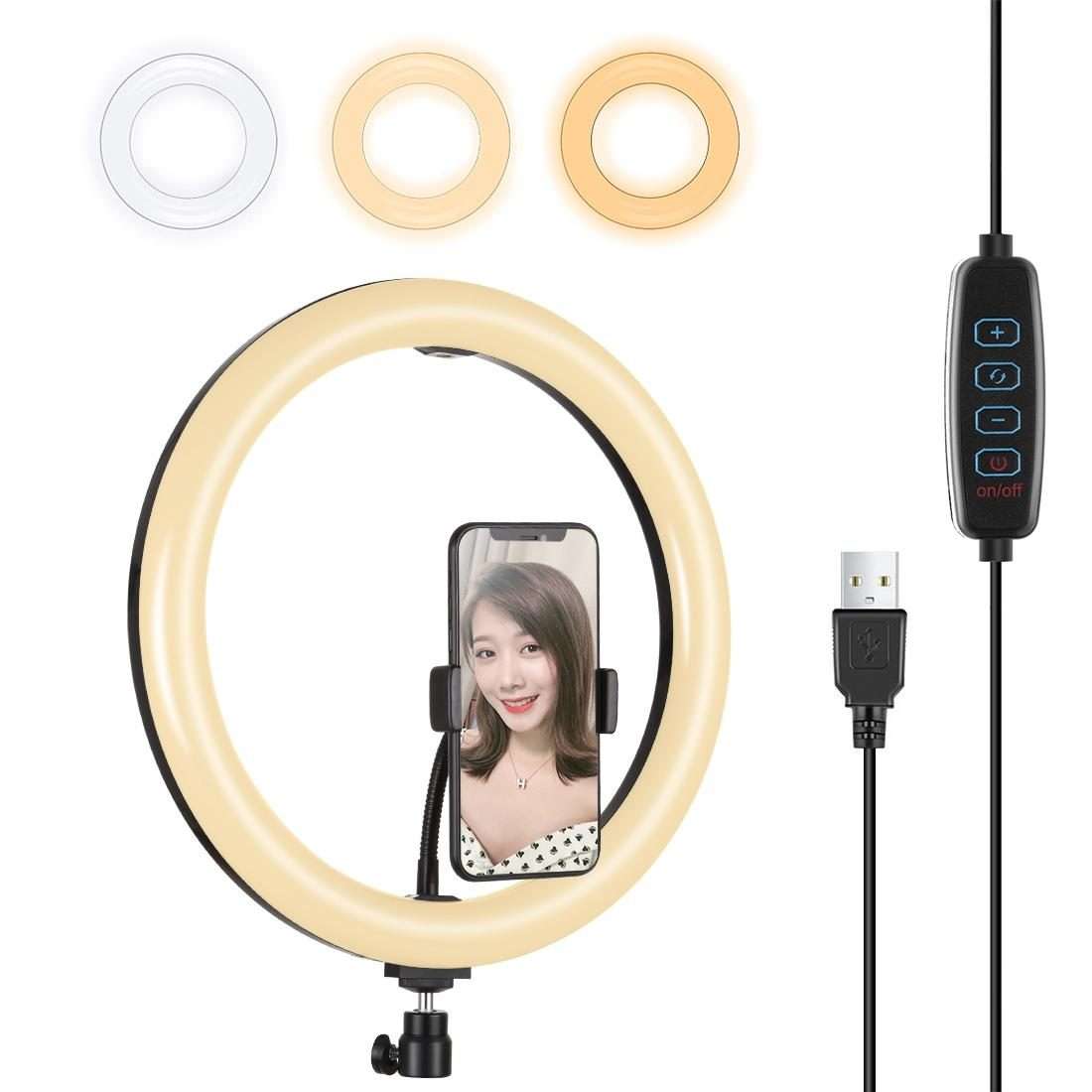 PULUZ 11.8 inch 30cm USB 3 Modes Dimmable Dual Color Temperature LED Curved Diffuse Li ... (Black)