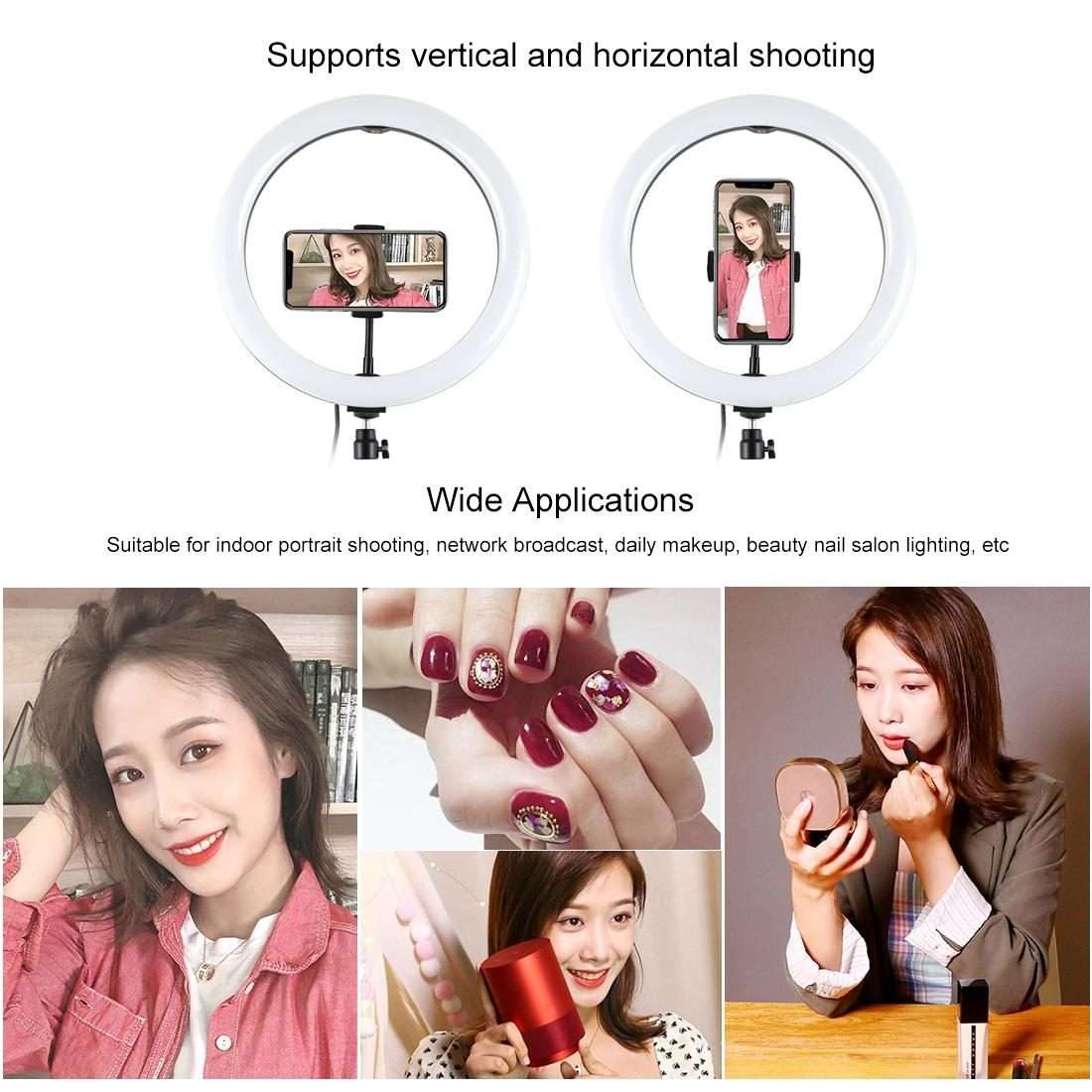 PULUZ 11.8 inch 30cm USB 3 Modes Dimmable Dual Color Temperature LED Curved Diffuse Li ... (Black)