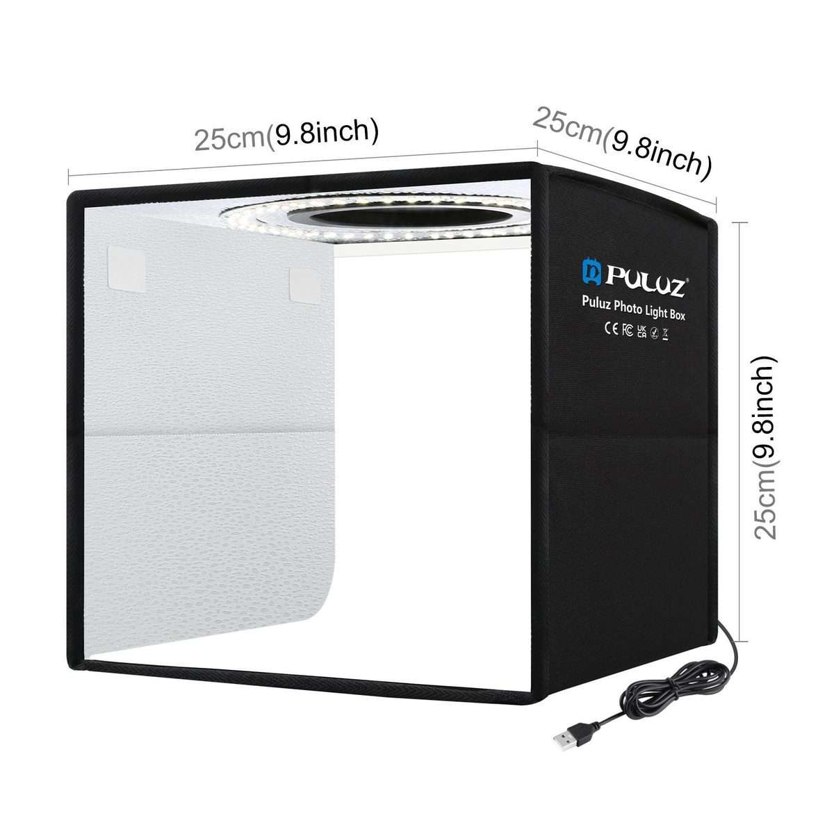 PULUZ 25cm Folding Portable Ring Light Photo Lighting Studio Shooting Tent Box with 12 ... (Black)