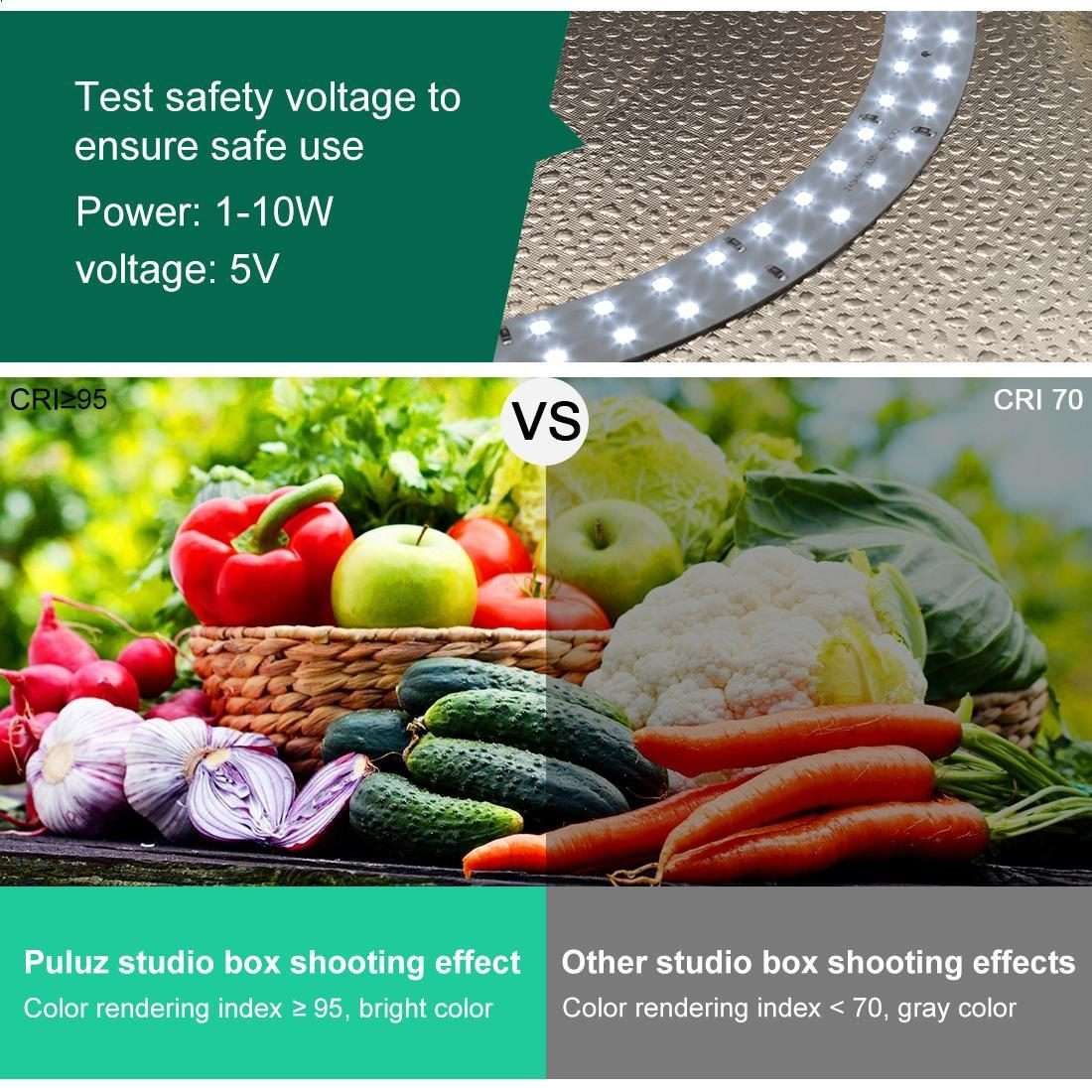 PULUZ 30cm Folding Ring Light Photo Lighting Studio Shooting Tent Box Kit with 6 Color ... (Black)
