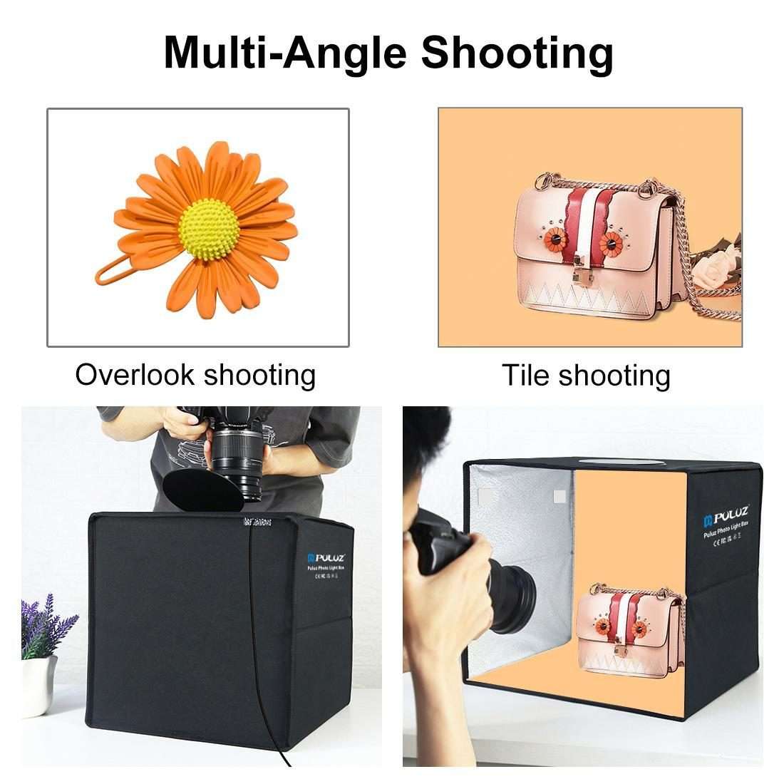 PULUZ 30cm Folding Ring Light Photo Lighting Studio Shooting Tent Box Kit with 6 Color ... (Black)
