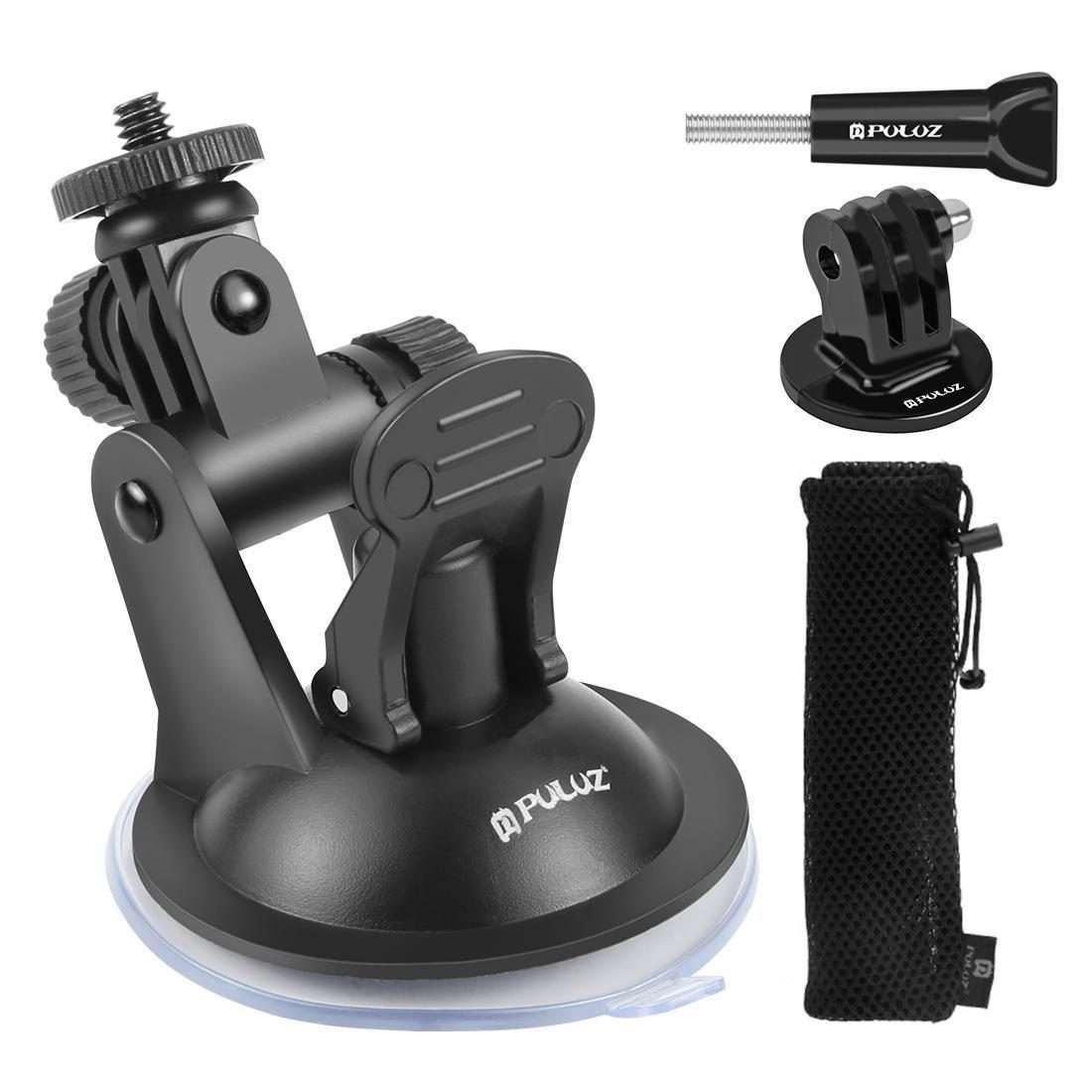 PULUZ Car Suction Cup Mount with Screw & Tripod Mount Adapter & Storage Bag for GoPro, Insta360, D