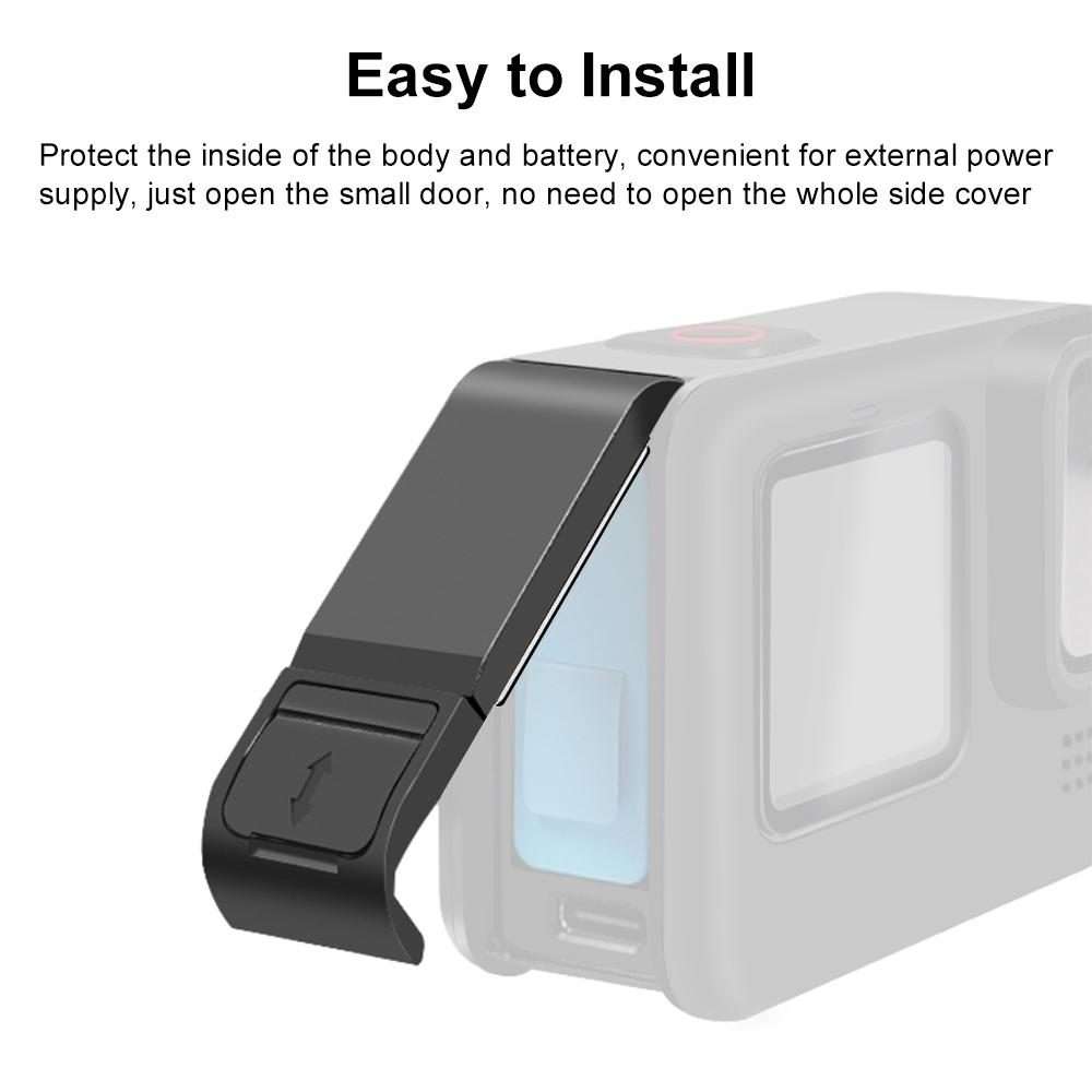 PULUZ POM Plastic Battery Side Interface Cover for GoPro HERO13 Black /12 Black /11 Black /10 Blac