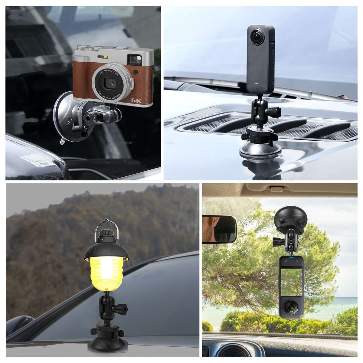 PULUZ 1/4 inch Magic Arm Suction Cup Mount (Black)