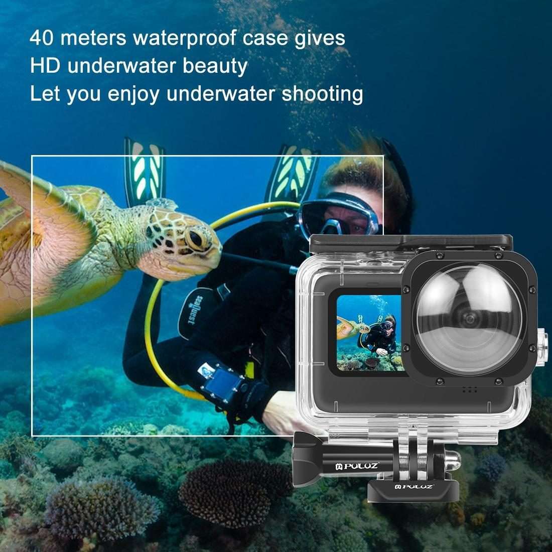 PULUZ 40m Waterproof Housing Protective Case with Buckle Basic Mount & Screw for ... (Transparent)