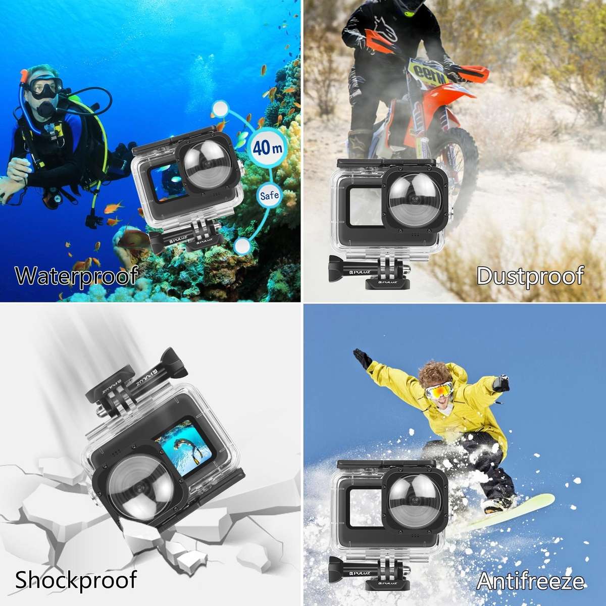 PULUZ 40m Waterproof Housing Protective Case with Buckle Basic Mount & Screw for ... (Transparent)