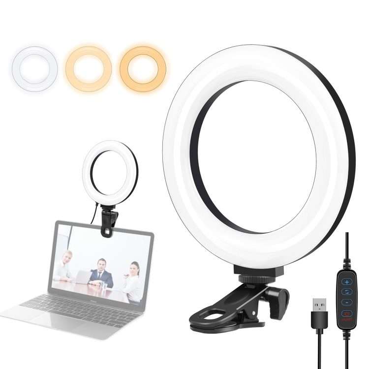 PULUZ 6.2 inch 16cm Ring Selfie Light 3 Modes USB Dimmable Dual Color Temperature LED ... (Black)