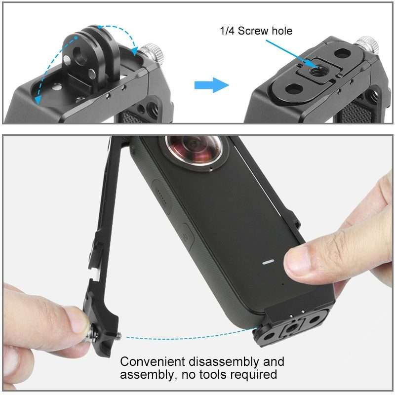 PULUZ Protective Cage Rig Housing Frame with Cold Shoe Mounts & Magnetic Folding Tripo ... (Black)