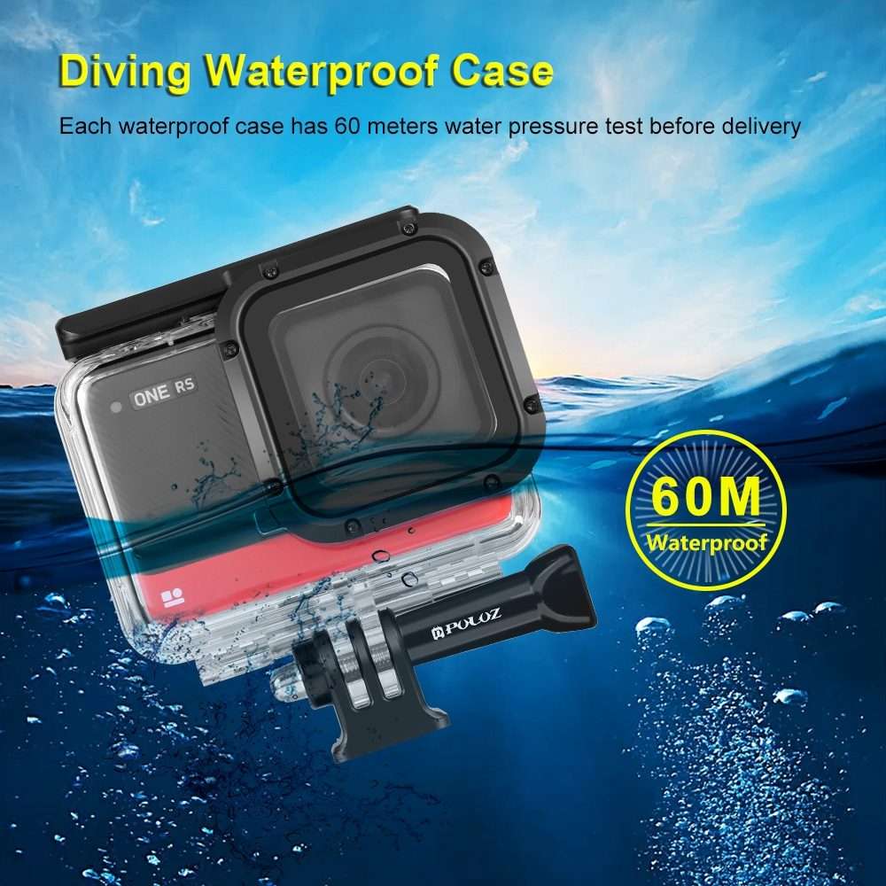 PULUZ 60m Underwater Depth Diving Case Waterproof Camera Housing for Insta360 On ... (Transparent)