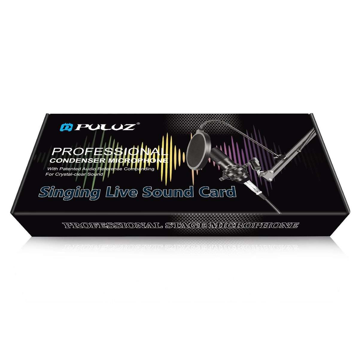 PULUZ Studio Broadcast Professional Singing Microphone Kits with Suspension Scissor Ar ... (Black)