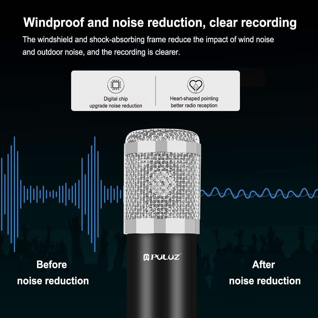 PULUZ Studio Broadcast Professional Singing Microphone Kits with Suspension Scissor A ... (Silver)