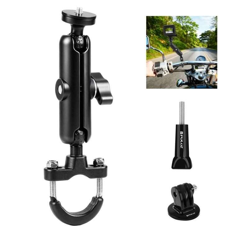 PULUZ Motorcycle Handlebar Fixed Mount U-Bolt Base Holder for GoPro and Other Action C ... (Black)