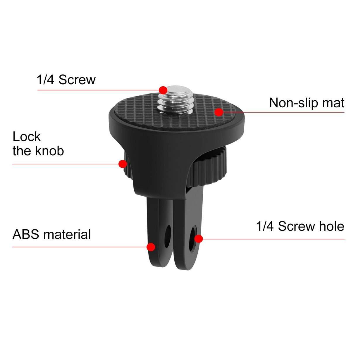 PULUZ 1/4 inch Screw Adjustable ABS Action Camera Tripod Adapter (Black)