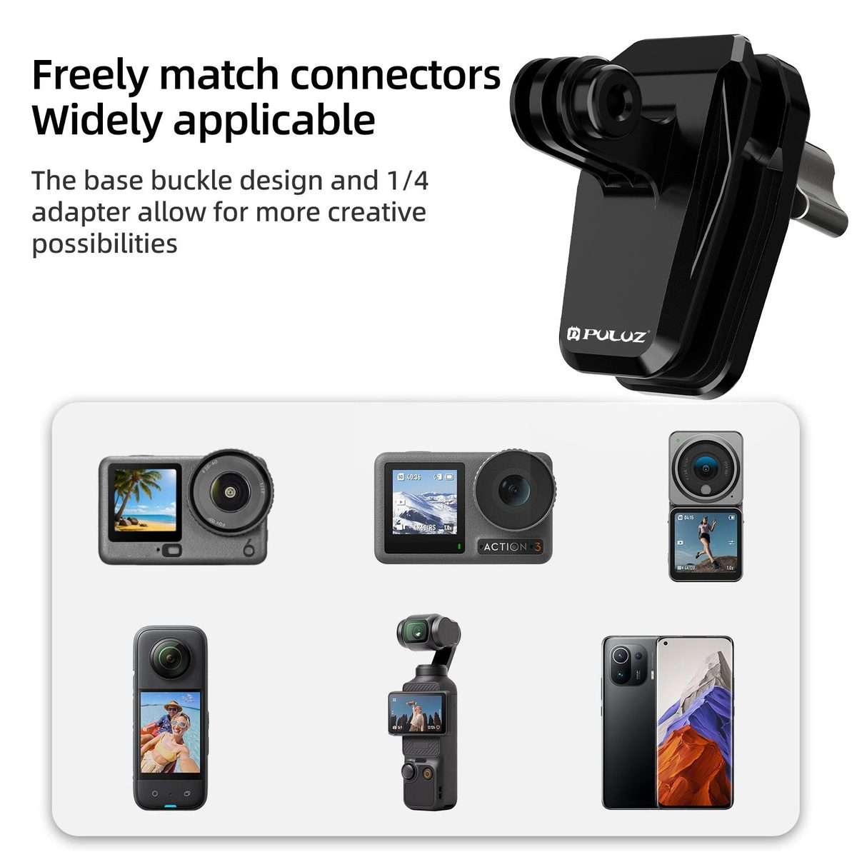 PULUZ Motorcycle Windshield Clip Bracket Camera Mount (Black)