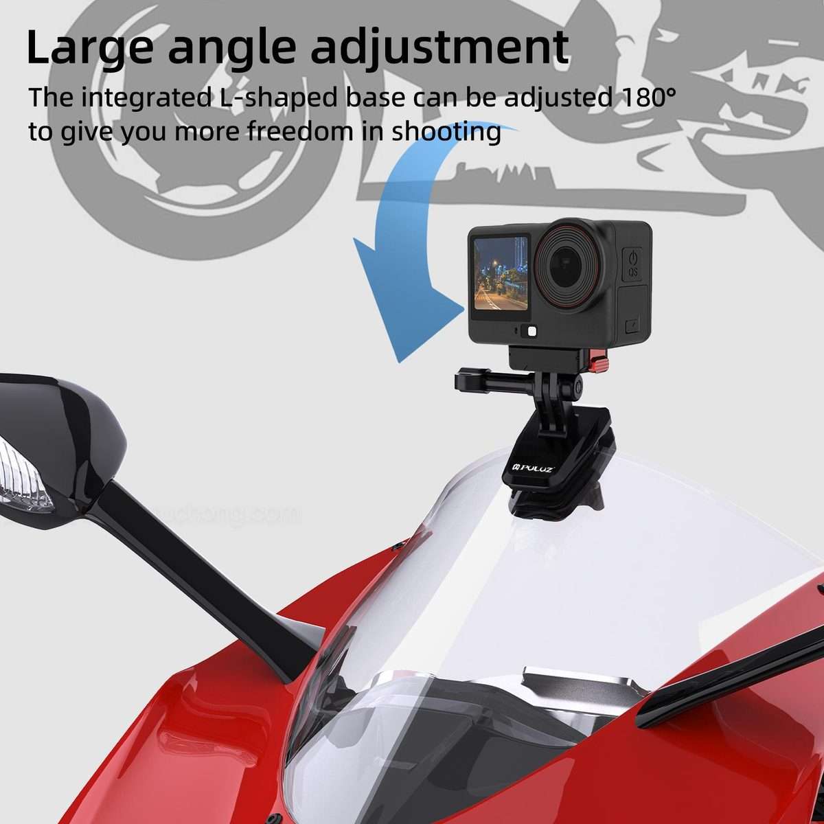 PULUZ Motorcycle Windshield Clip Bracket Camera Mount (Black)