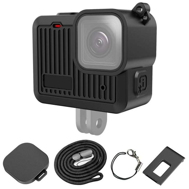 For GoPro HERO 4K 2024 PULUZ Silicone Protective Case Side Interface Cover with Wrist ... (Black)