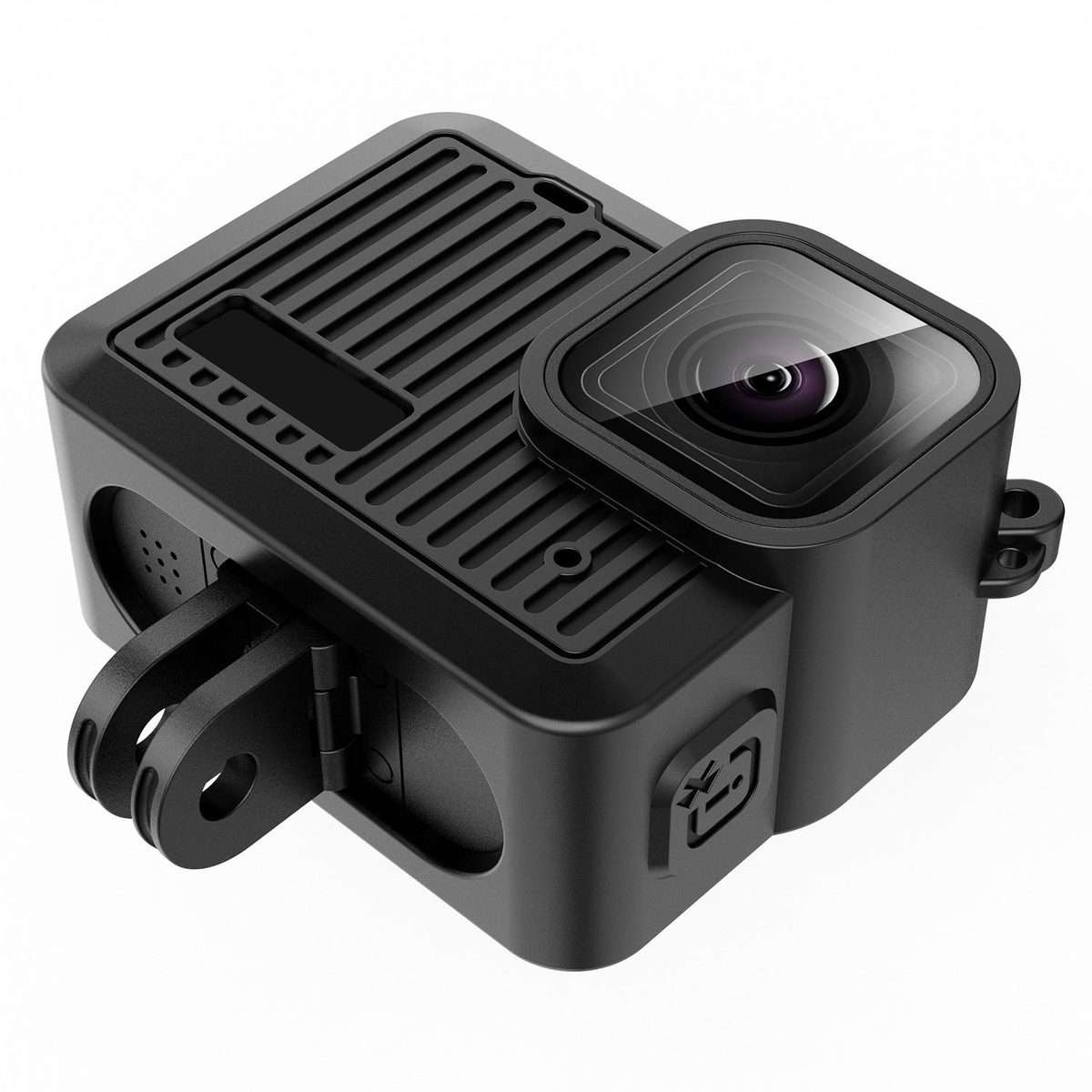 For GoPro HERO 4K 2024 PULUZ Silicone Protective Case Side Interface Cover with Wrist ... (Black)