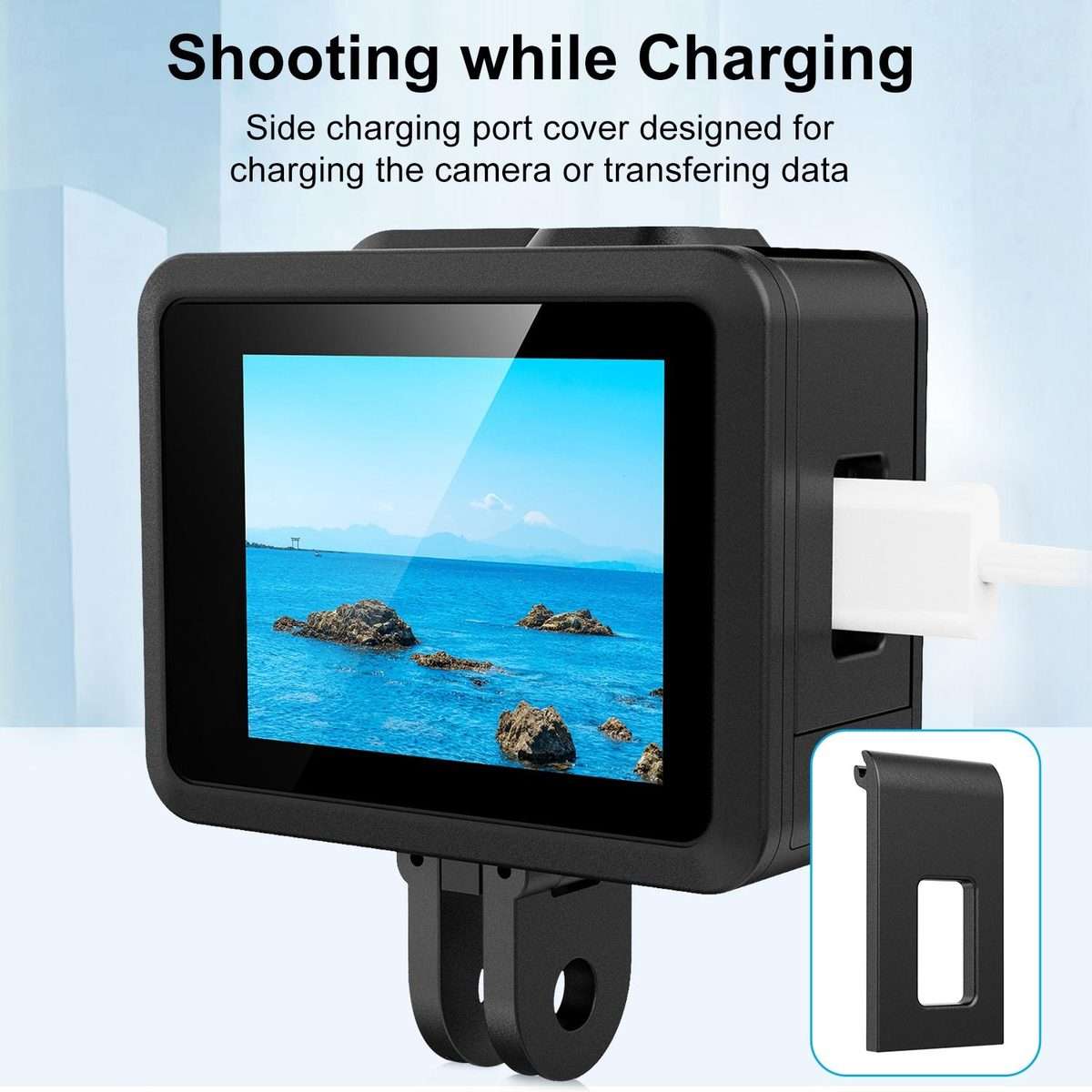 For GoPro HERO 4K 2024 PULUZ Silicone Protective Case Side Interface Cover with Wrist ... (Black)