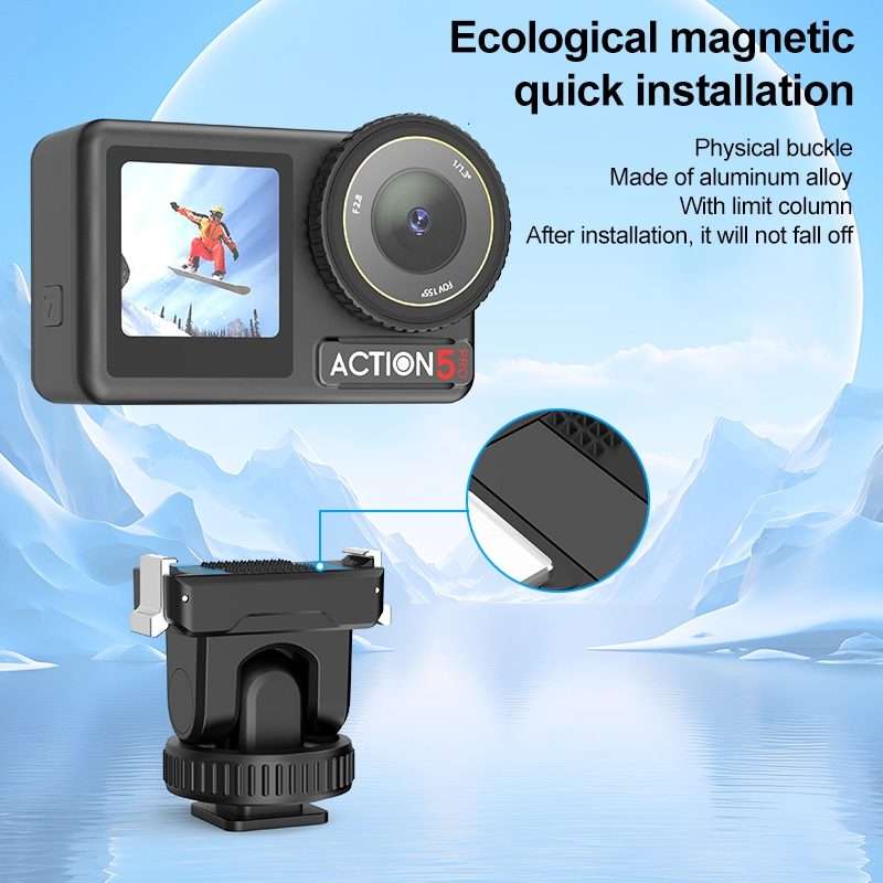 For DJI Osmo Action 5 Pro / 4 / 3 PULUZ Cold Shoe Gimbal Quick Release Base Adapter (Black)