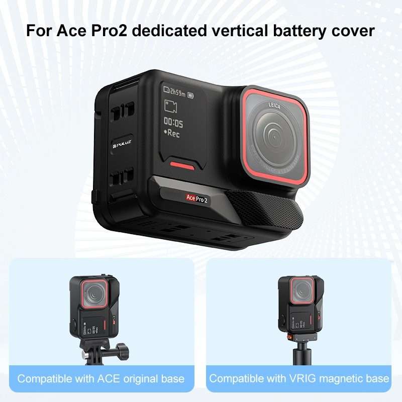 PULUZ Aluminum Alloy Vertical Shooting Magnetic Quick-release Battery Side Interface C ... (Black)