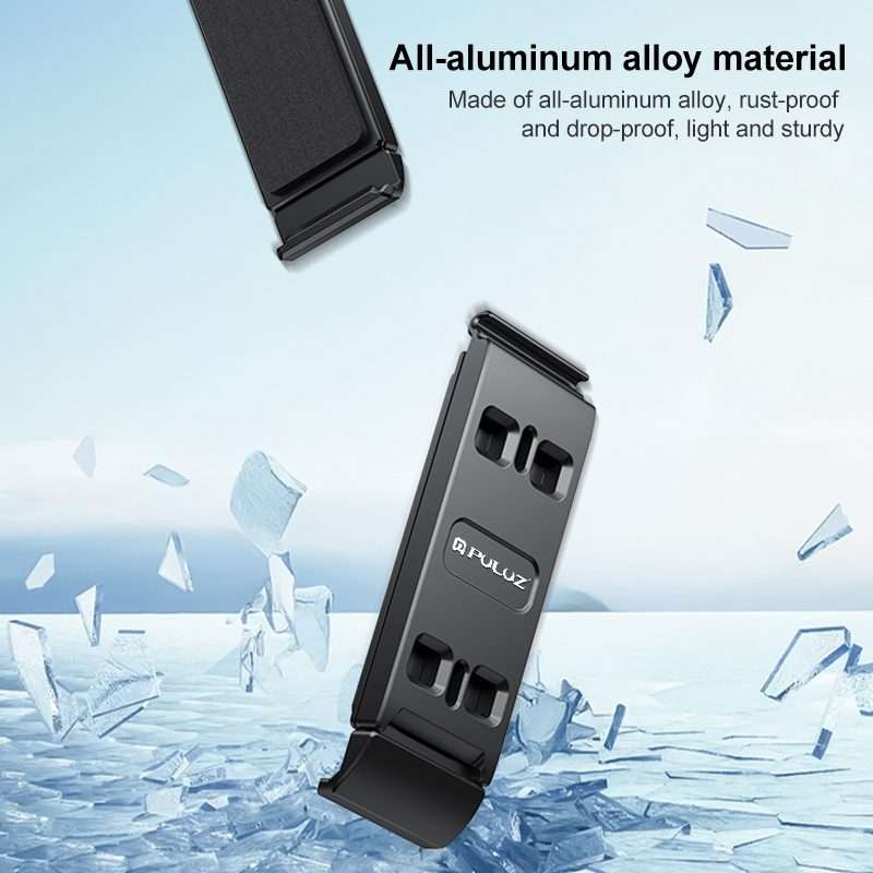 PULUZ Aluminum Alloy Vertical Shooting Magnetic Quick-release Battery Side Interface C ... (Black)