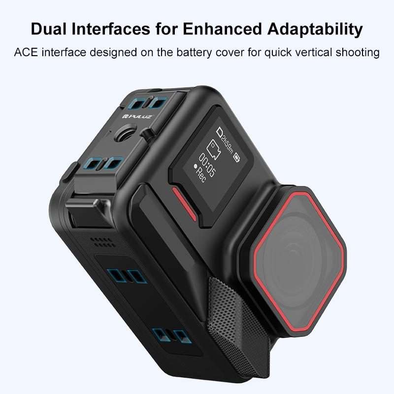 PULUZ ACE / AC Aluminum Alloy Vertical Shooting Magnetic Quick-release Battery Side In ... (Black)