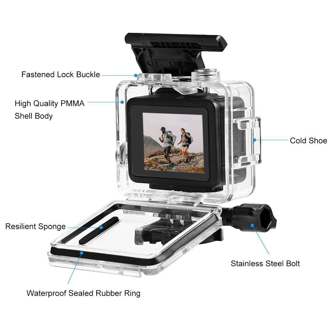 For GoPro HERO 4K 2024 PULUZ 60m / 196ft Waterproof Housing Protective Case with ... (Transparent)