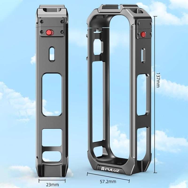 For Insta360 X5 PULUZ Aluminum Alloy Protective Cage Rig Expand Cold Shoe Housing Frame (Grey)