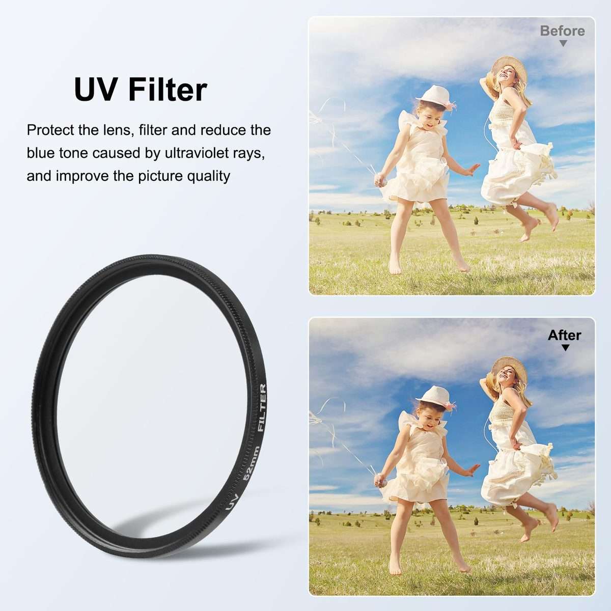 For Insta360 Ace Pro 2 PULUZ 52mm UV Lens Filter Adapter Ring with Lens Cover (Black)