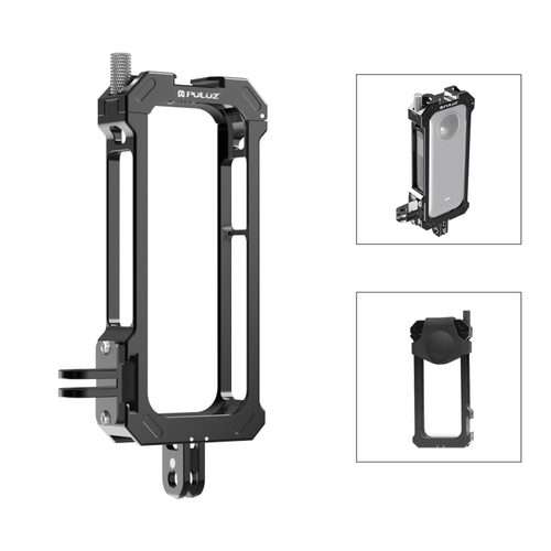 For Insta360 X3 PULUZ Metal Protective Cage Rig Housing Frame with Expand Cold Shoe Ba ... (Black)