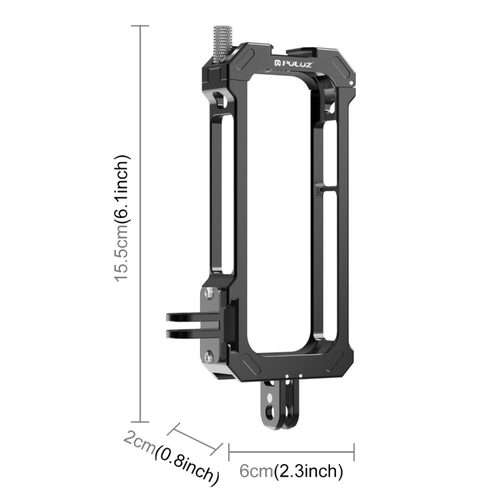For Insta360 X3 PULUZ Metal Protective Cage Rig Housing Frame with Expand Cold Shoe Ba ... (Black)