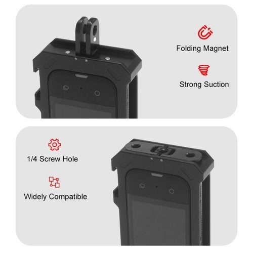 For Insta360 X3 PULUZ Metal Protective Cage Rig Housing Frame with Expand Cold Shoe Ba ... (Black)