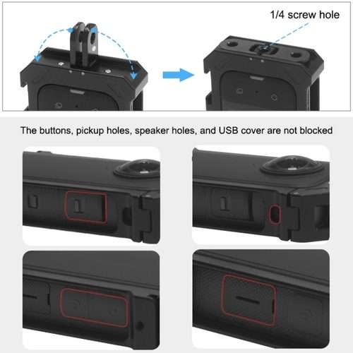 For Insta360 X3 PULUZ Metal Protective Cage Rig Housing Frame with Expand Cold Shoe Ba ... (Black)