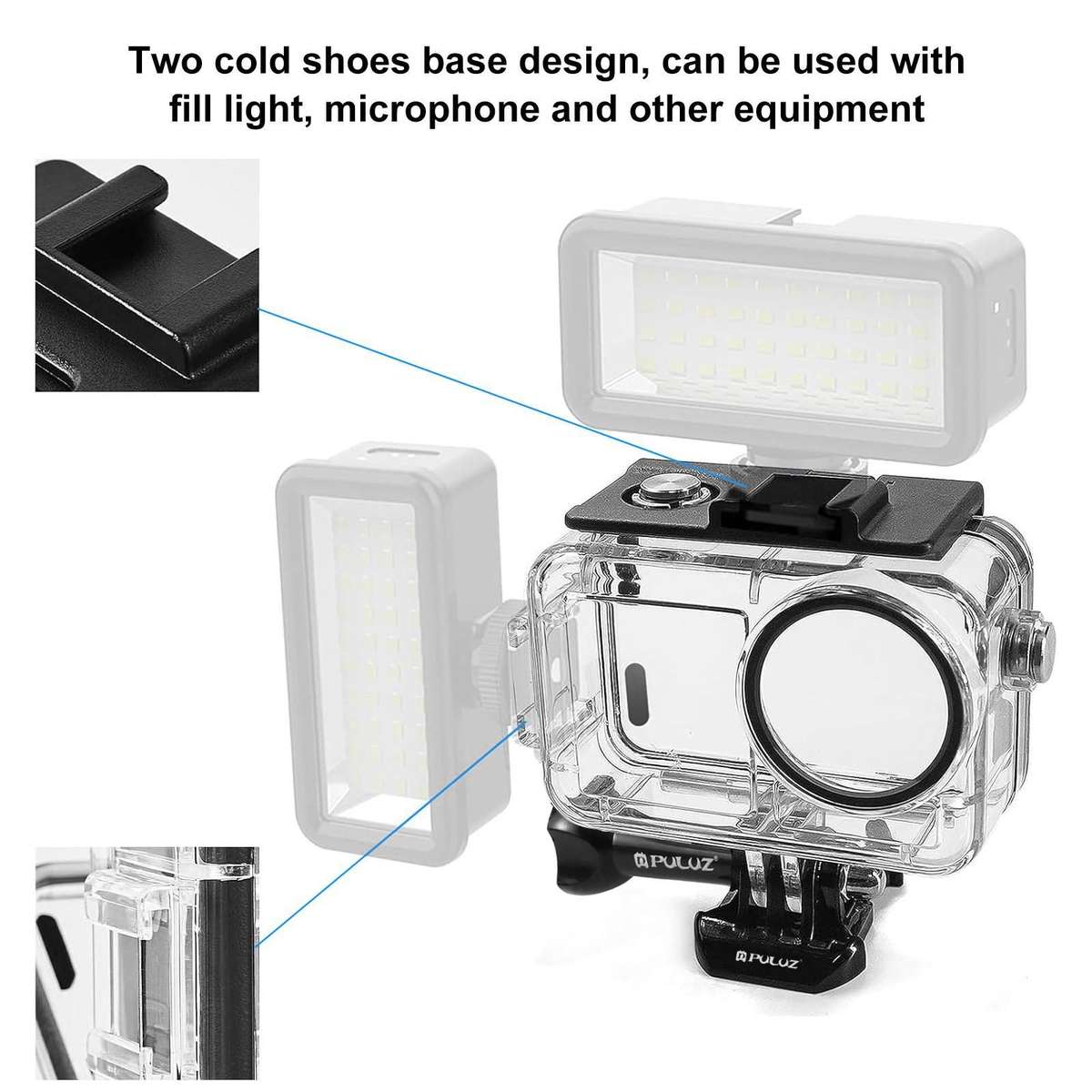 For DJI Osmo Action 5 Pro / 3 / 4 PULUZ 60m Underwater Waterproof Housing Diving Case with Cold Sh