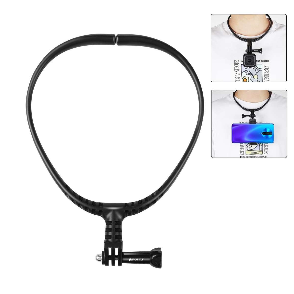 PULUZ Lazy Adjustable Neck Bracket for GoPro Action Cameras (Black)