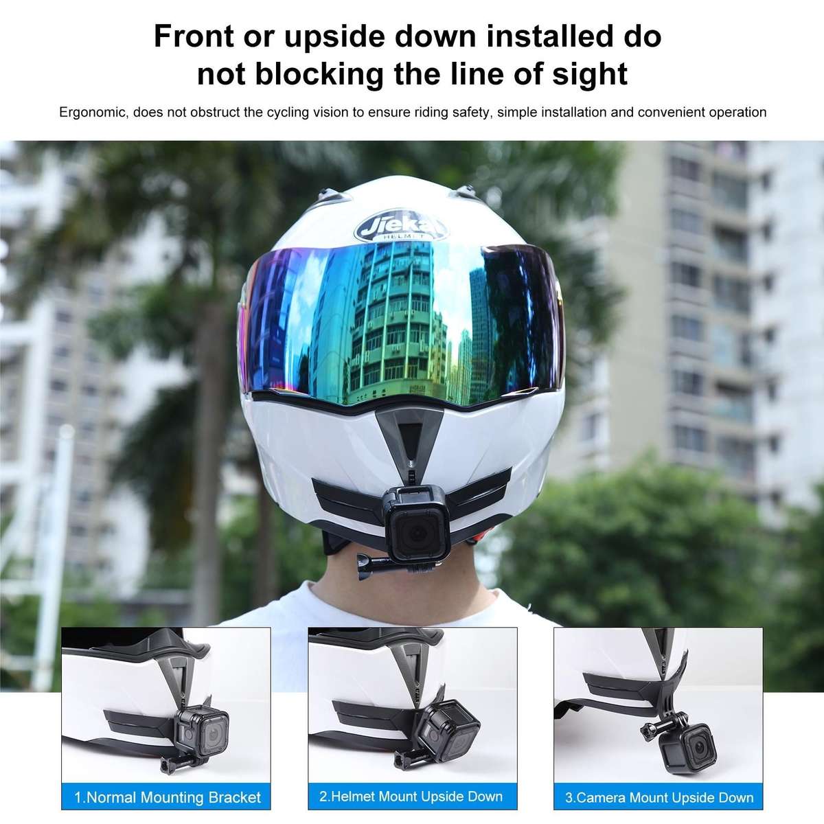 PULUZ Bending Action Camera Motorcycle Helmet Chin Mount (Black)
