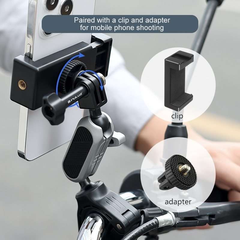 PULUZ Handlebar Arm Mount with Phone Clamp & Mount Adapter & Long Screw