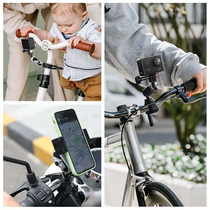 PULUZ Handlebar Arm Mount with Phone Clamp & Mount Adapter & Long Screw