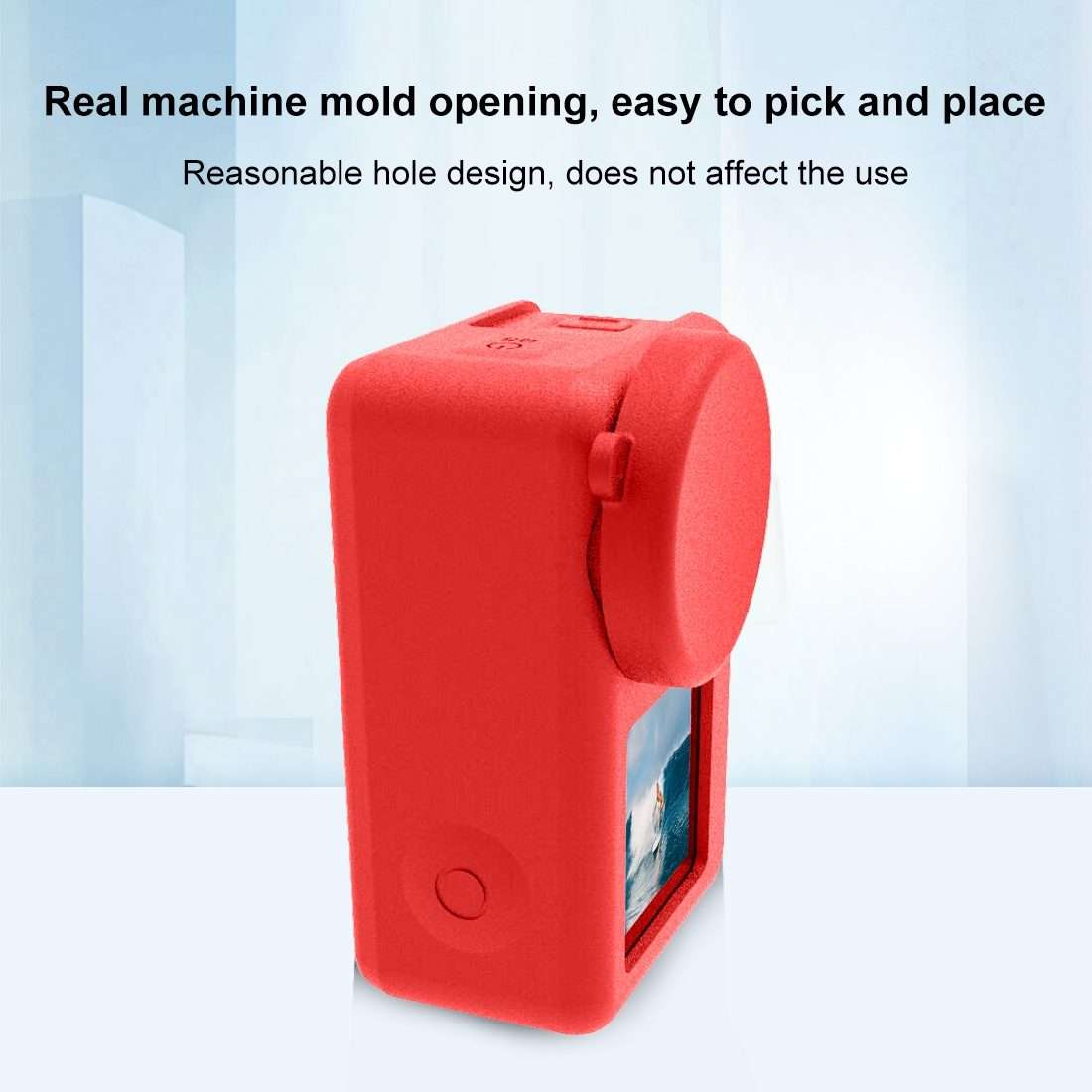 For DJI Osmo Action 5 Pro / 4 / 3 PULUZ Silicone Protective Case with Lens Cap (Red)