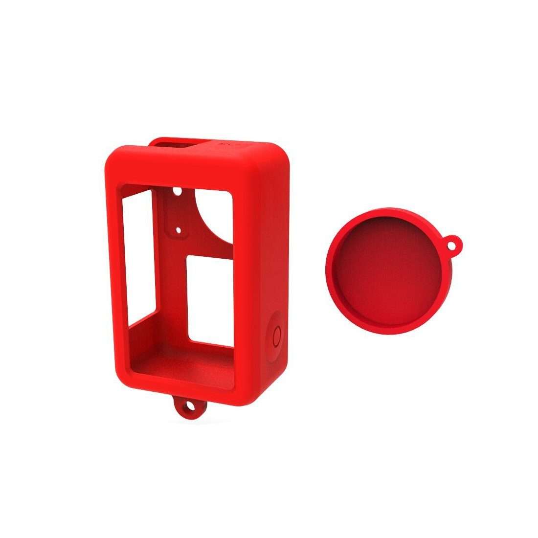 For DJI Osmo Action 5 Pro / 4 / 3 PULUZ Silicone Protective Case with Lens Cap (Red)