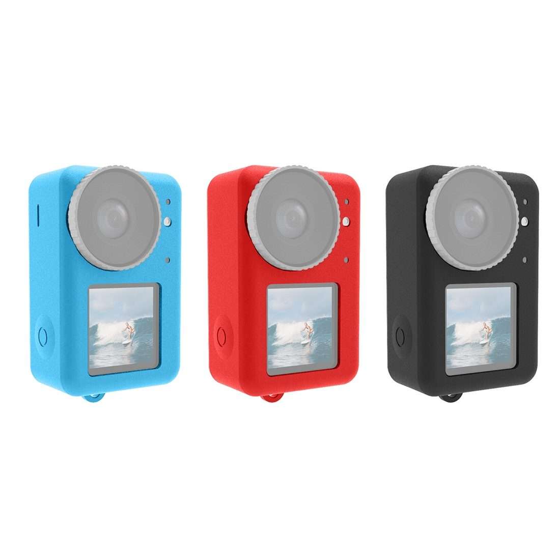 For DJI Osmo Action 5 Pro / 4 / 3 PULUZ Silicone Protective Case with Lens Cap (Red)